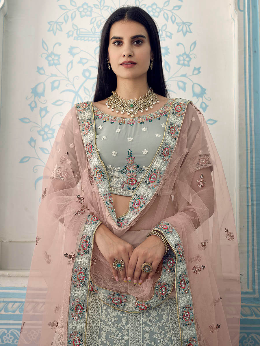 Myra Grey Georgette Embroidered Lehenga