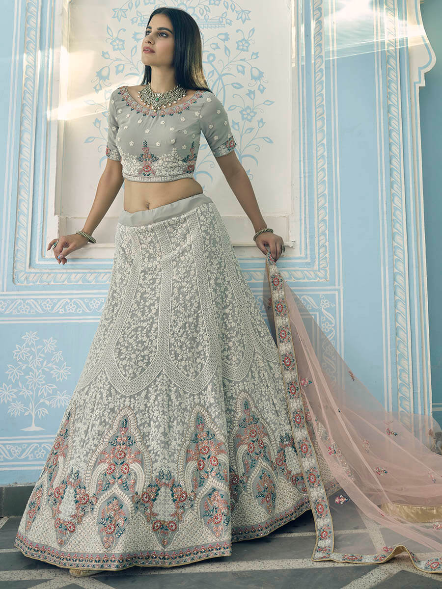 Myra Grey Georgette Embroidered Lehenga