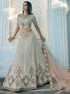 Myra Grey Gorgette Embroidered Lehenga