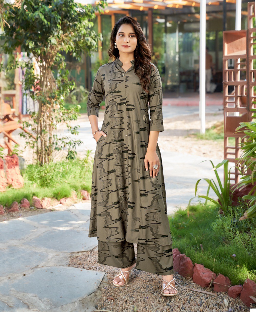 Prazu Fashion Beige Reyon Cotton Print Kurti With Pant - Distacart