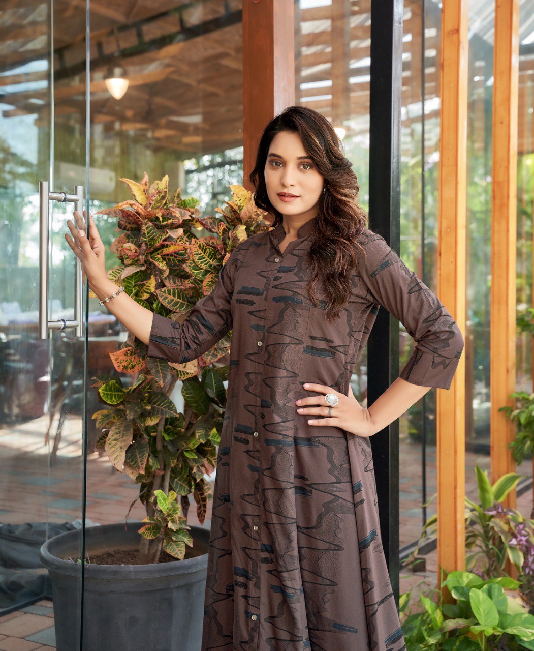 Prazu Fashion Brown Reyon Cotton Print Kurti With Pant - Distacart