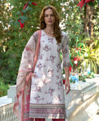 Prazu Fashion Off White Cotton Leaf Embroidered Kurta Set - Distacart