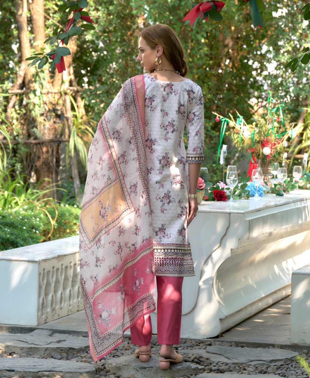 Prazu Fashion Off White Cotton Leaf Embroidered Kurta Set - Distacart