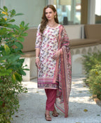 Prazu Fashion Off White Cotton Leaf Embroidered Kurta Set - Distacart