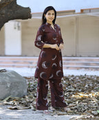 Prazu Fashion Brown Reyon Viscose Print Kurti With Pant - Distacart