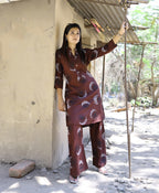 Prazu Fashion Brown Reyon Viscose Print Kurti With Pant - Distacart