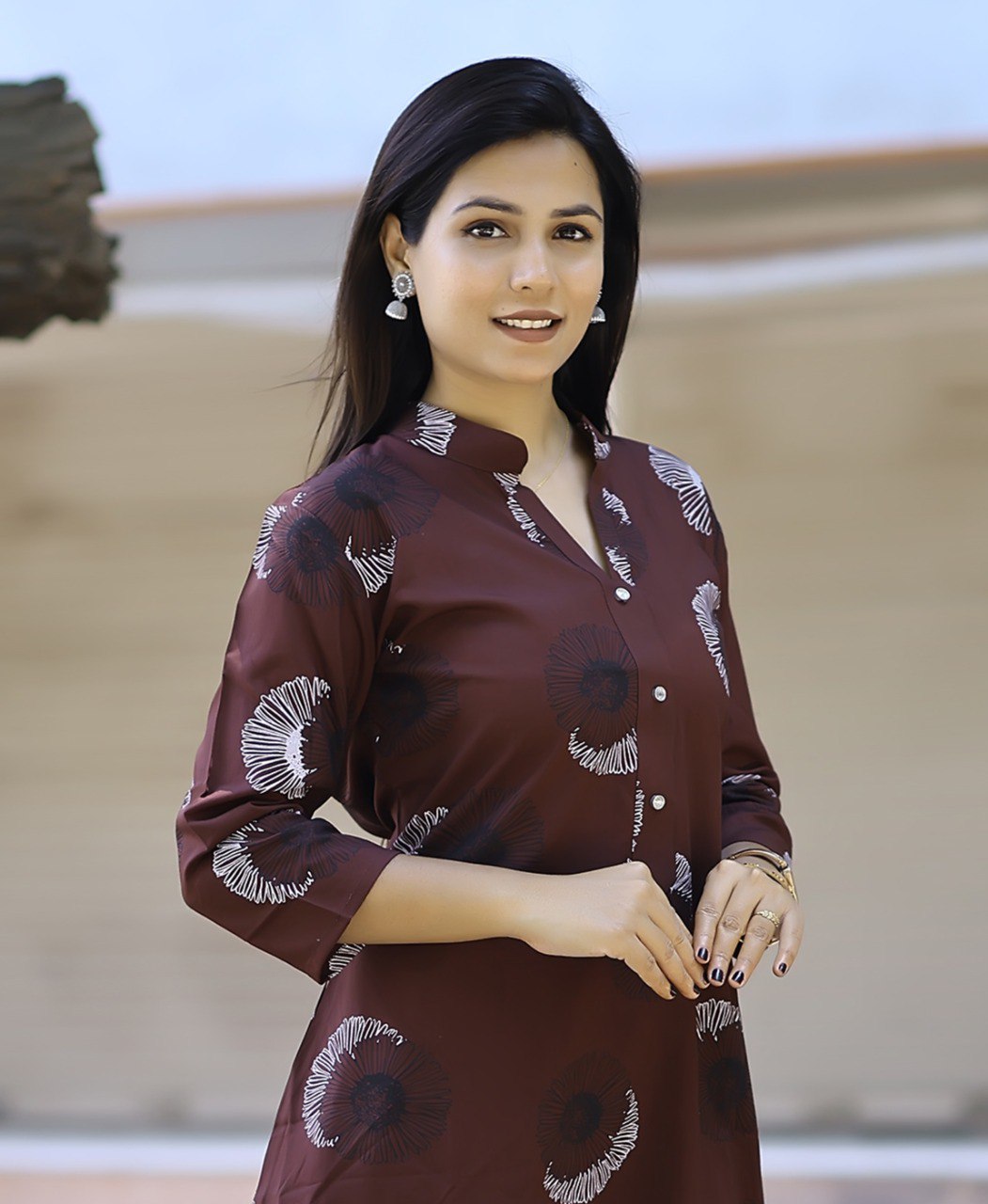 Prazu Fashion Brown Reyon Viscose Print Kurti With Pant - Distacart