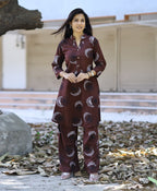 Prazu Fashion Brown Reyon Viscose Print Kurti With Pant - Distacart
