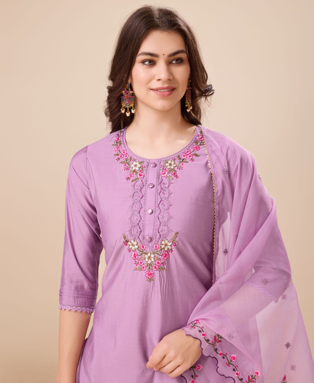 Prazu Fashion Lavender Viscose Silk Embroidered Kurta Set With Dhoti Pant - Distacart