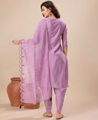 Prazu Fashion Lavender Viscose Silk Embroidered Kurta Set With Dhoti Pant - Distacart