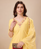 Prazu Fashion Yellow Viscose Silk Embroidered Kurta Set With Dhoti Pant - Distacart