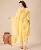 Prazu Fashion Yellow Viscose Silk Embroidered Kurta Set With Dhoti Pant - Distacart