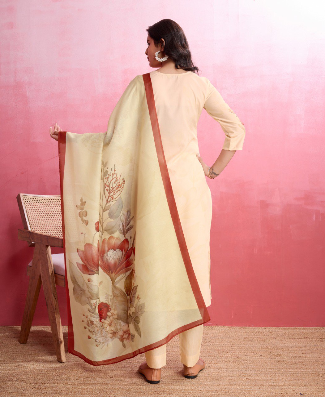 Prazu Fashion Beige Crepe Printed Designer Kurta Set - Distacart
