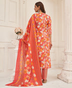 Prazu Fashion Peach Cotton Foil Printed Kurta Set - Distacart