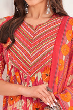 Prazu Fashion Peach Cotton Foil Printed Kurta Set - Distacart