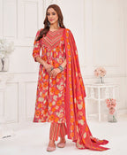 Prazu Fashion Peach Cotton Foil Printed Kurta Set - Distacart