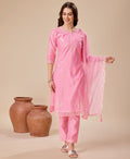Prazu Fashion Pink Viscose Silk Embroidered Kurta Set - Distacart