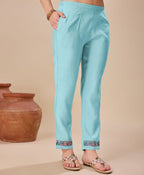 Prazu Fashion Sky Blue Viscose Silk Embroidered Kurta Set - Distacart