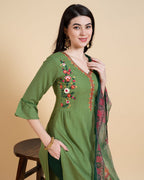 Prazu Fashion Mahendi Reyon Embroidered Kurta Set - Distacart