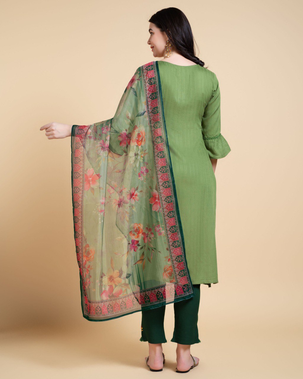 Prazu Fashion Mahendi Reyon Embroidered Kurta Set - Distacart
