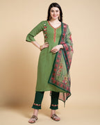 Prazu Fashion Mahendi Reyon Embroidered Kurta Set - Distacart