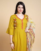Prazu Fashion Yellow Reyon Embroidered Kurta Set - Distacart