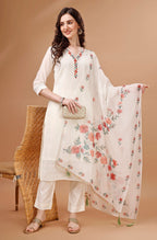 Prazu Fashion Off White Chanderi Silk Embroidered Kurta Set - Distacart