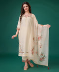 Prazu Fashion Cream Viscose Silk Embroidered Kurta Set - Distacart