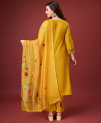Prazu Fashion Yellow Viscose Silk Embroidered Kurta Set - Distacart