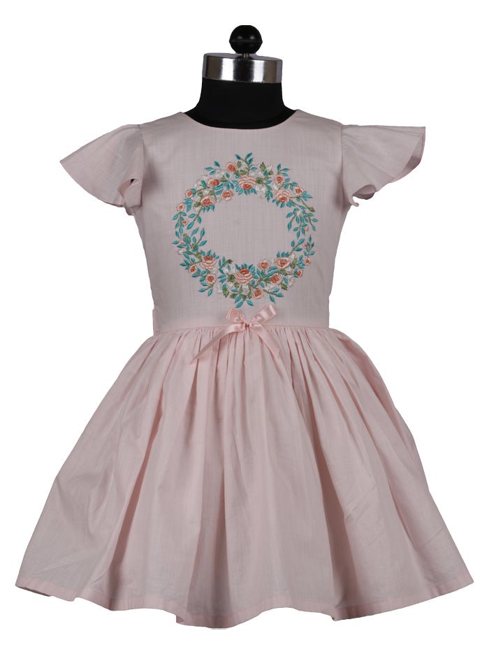 ArthLife Pink Wreath Embroidered Dress