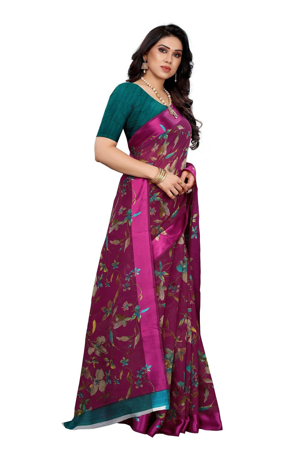 Vamika Purple Linen Satin Patta Saree (MANSI PURPLE) - Distacart