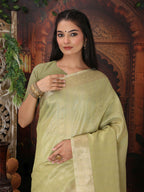 Shree Shyam Fashion Organza Mhendi Green Saree - Distacart