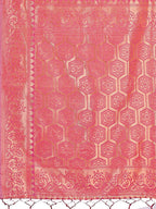 Shree Shyam Fashion Light Pink Woven Zari Traditional Linen Cotton Saree with Rich Pallu & Unstitched Blouse - Festive & Wedding Wear Saree