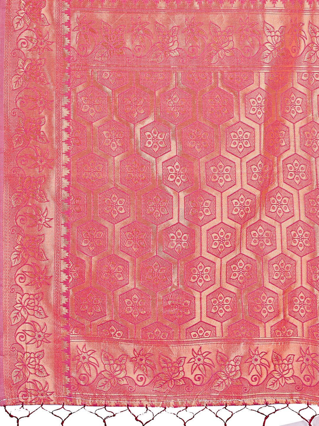Shree Shyam Fashion Light Pink Woven Zari Traditional Linen Cotton Saree with Rich Pallu & Unstitched Blouse - Festive & Wedding Wear Saree