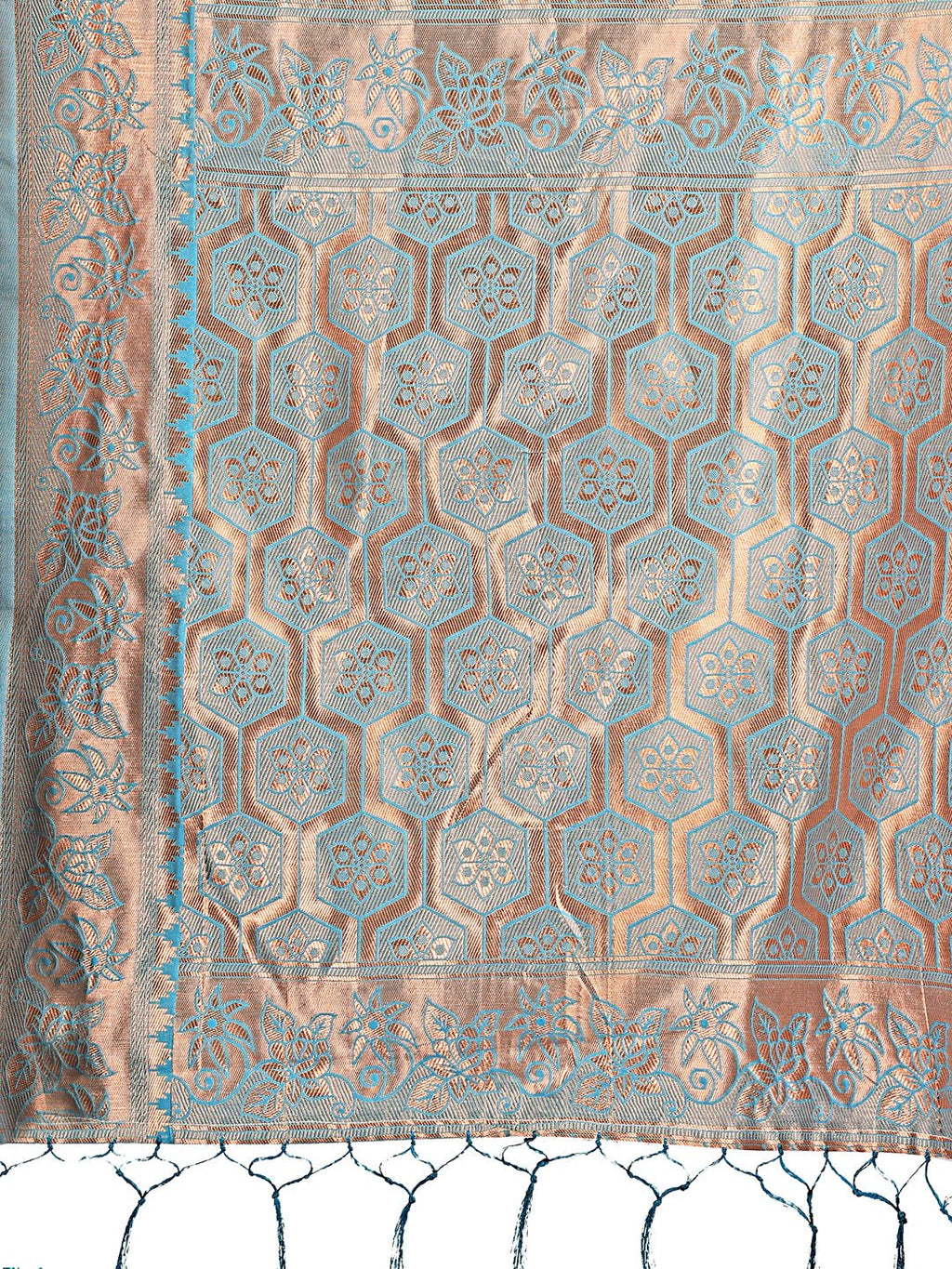 Shree Shyam Fashion Sea Green Woven Zari Traditional Linen Cotton Saree with Rich Pallu & Unstitched Blouse - Festive & Wedding Wear Saree
