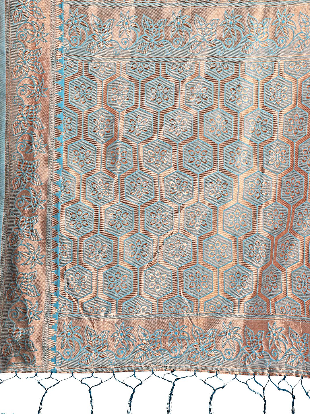 Shree Shyam Fashion Sea Green Woven Zari Traditional Linen Cotton Saree with Rich Pallu & Unstitched Blouse - Festive & Wedding Wear Saree