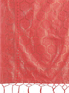 Shree Shyam Fashion Orange Woven Zari Traditional Linen Cotton Saree with Rich Pallu & Unstitched Blouse - Festive & Wedding Wear Saree