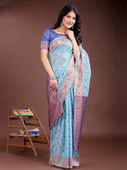 Shree Shyam Fashion Elegant Sky Blue Cotton Saree with Contrast Pallu - Perfect Blend of Tradition & Comfort