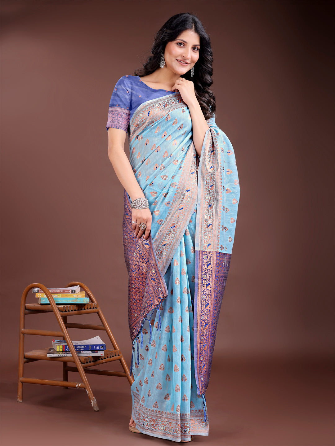 Shree Shyam Fashion Elegant Sky Blue Cotton Saree with Contrast Pallu - Perfect Blend of Tradition & Comfort