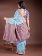 Shree Shyam Fashion Elegant Sky Blue Cotton Saree with Contrast Pallu - Perfect Blend of Tradition & Comfort