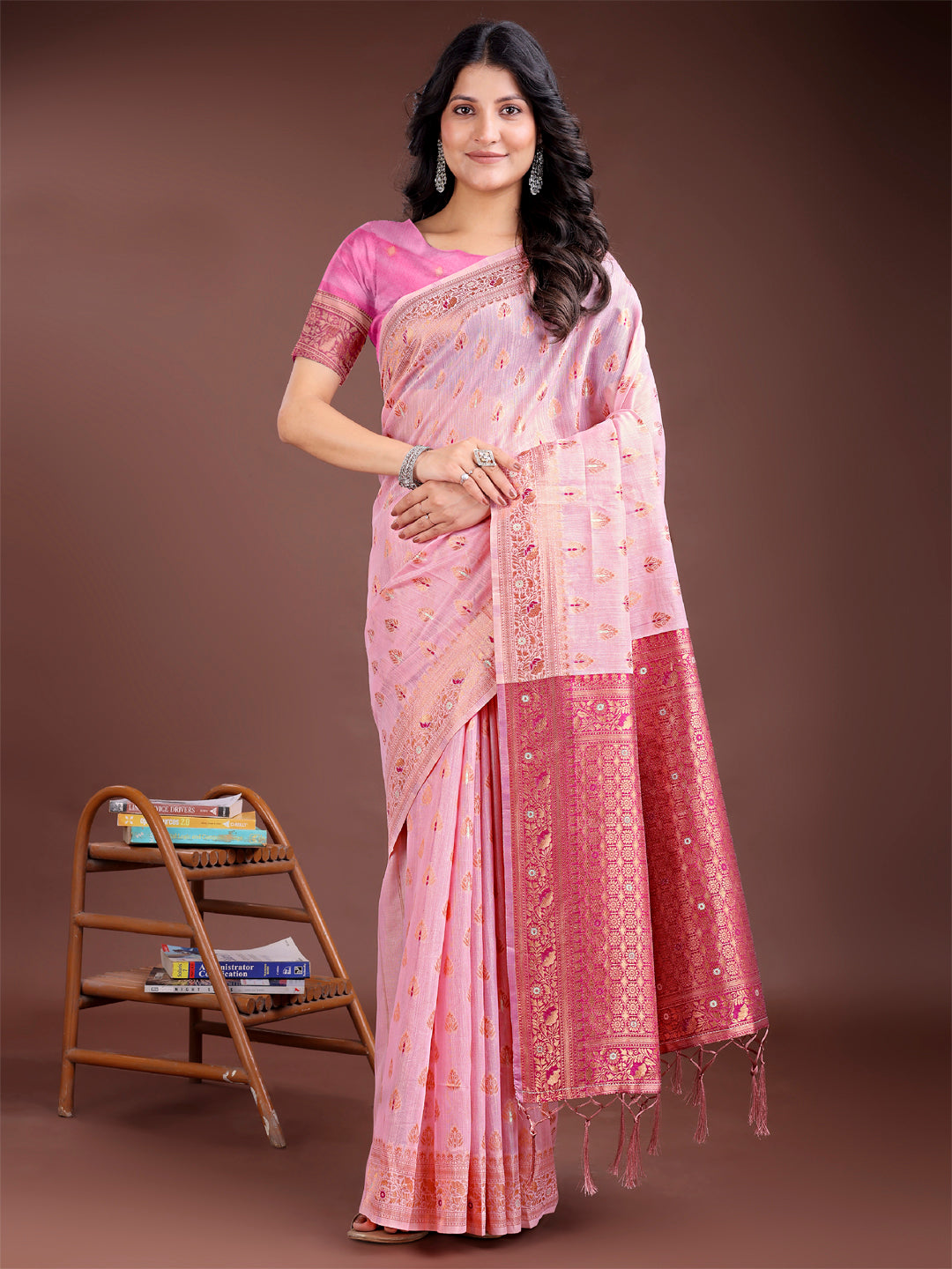 Shree Shyam Fashion Elegant Pink Cotton Saree with Contrast Pallu - Perfect Blend of Tradition & Comfort