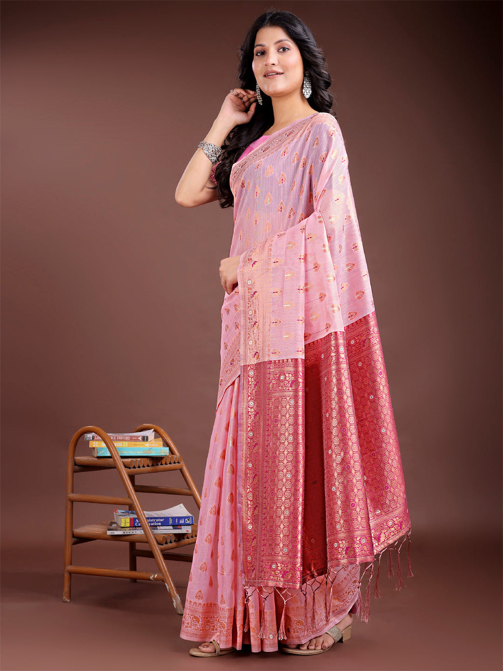 Shree Shyam Fashion Elegant Pink Cotton Saree with Contrast Pallu - Perfect Blend of Tradition & Comfort