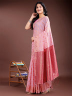 Shree Shyam Fashion Elegant Pink Cotton Saree with Contrast Pallu - Perfect Blend of Tradition & Comfort