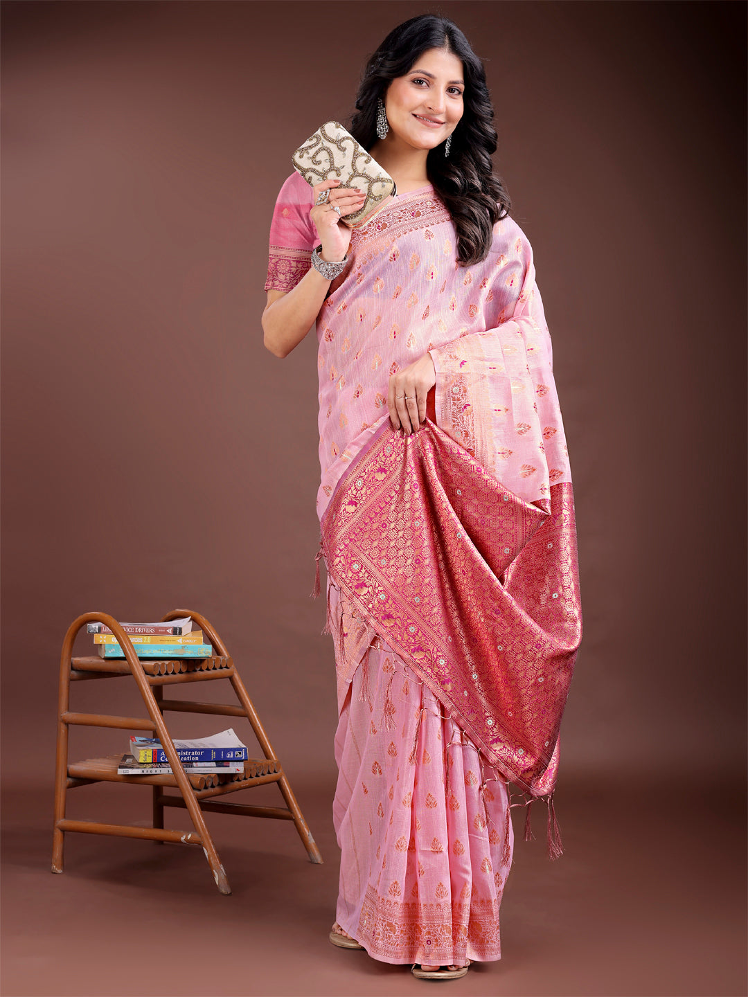 Shree Shyam Fashion Elegant Pink Cotton Saree with Contrast Pallu - Perfect Blend of Tradition & Comfort