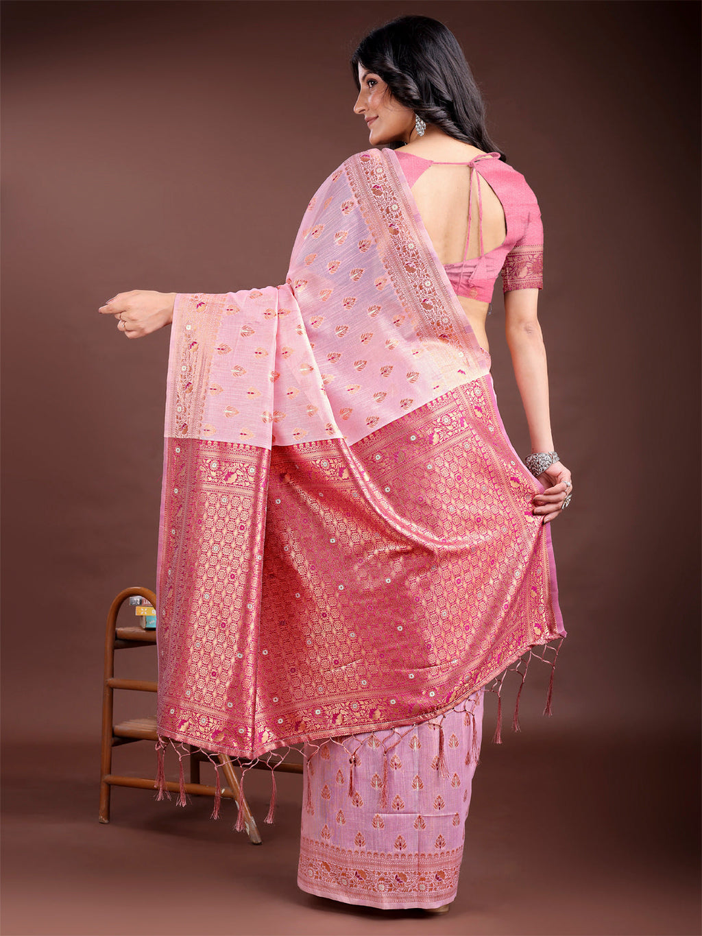 Shree Shyam Fashion Elegant Pink Cotton Saree with Contrast Pallu - Perfect Blend of Tradition & Comfort