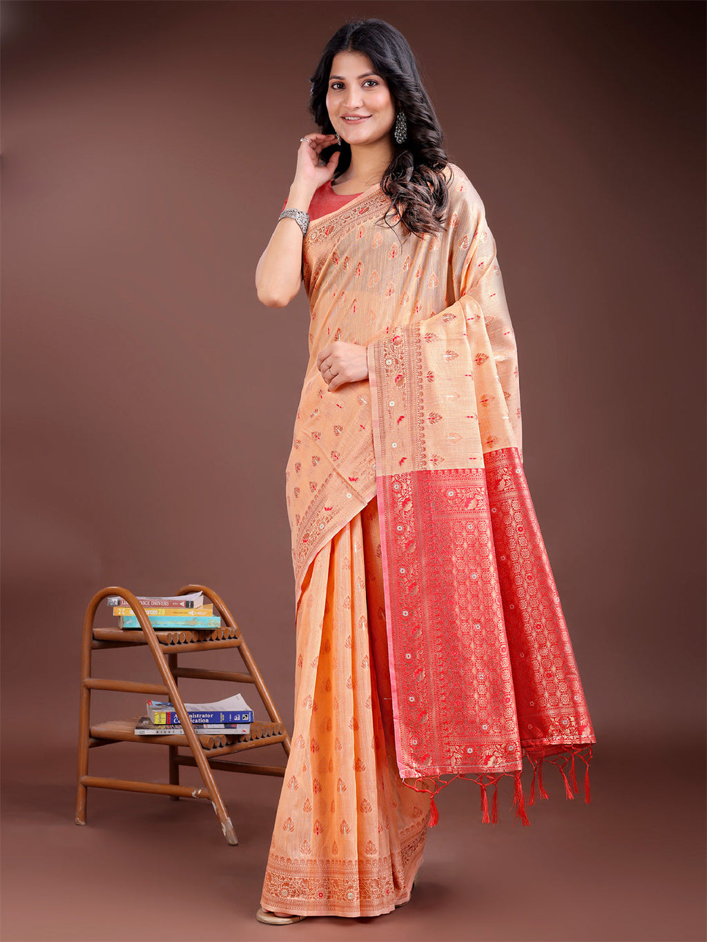 Shree Shyam Fashion Elegant Orange Cotton Saree with Contrast Pallu - Perfect Blend of Tradition & Comfort