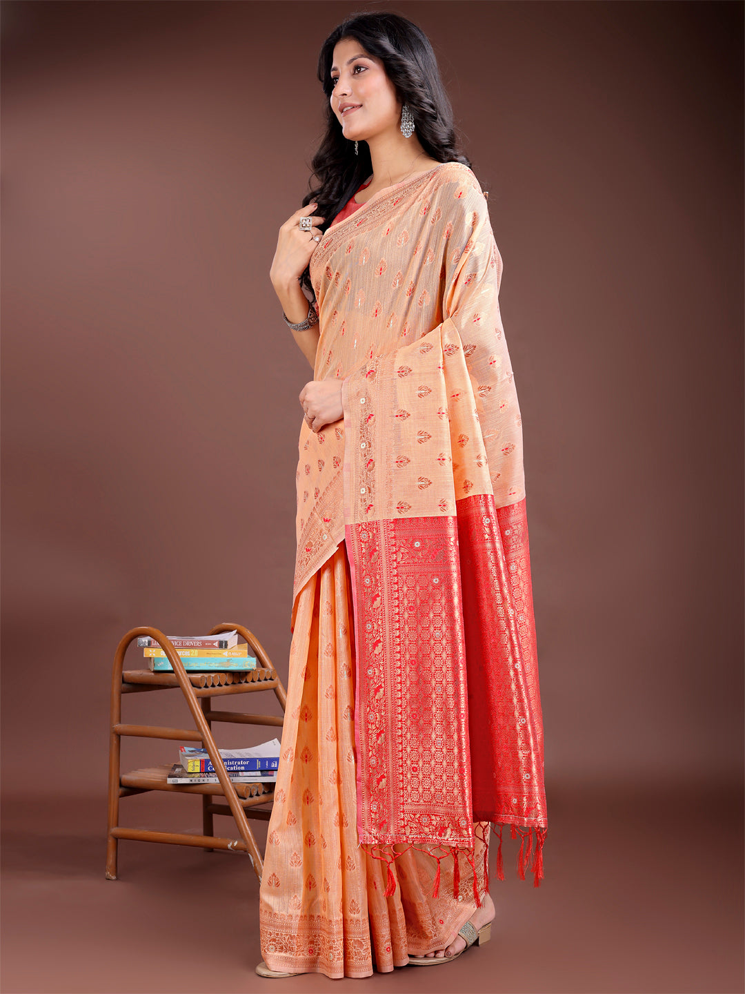 Shree Shyam Fashion Elegant Orange Cotton Saree with Contrast Pallu - Perfect Blend of Tradition & Comfort
