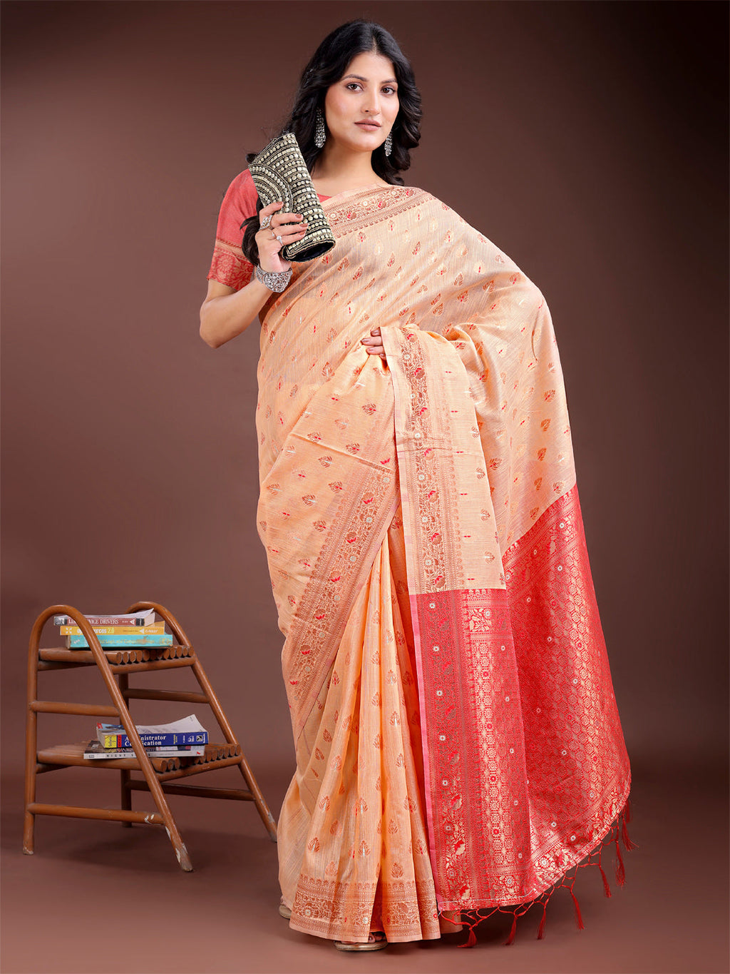 Shree Shyam Fashion Elegant Orange Cotton Saree with Contrast Pallu - Perfect Blend of Tradition & Comfort