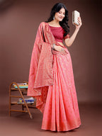 Shree Shyam Fashion Elegant Peach Cotton Saree with Contrast Pallu - Perfect Blend of Tradition & Comfort