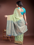 Shree Shyam Fashion Elegant Light Green Cotton Saree with Contrast Pallu - Perfect Blend of Tradition & Comfort